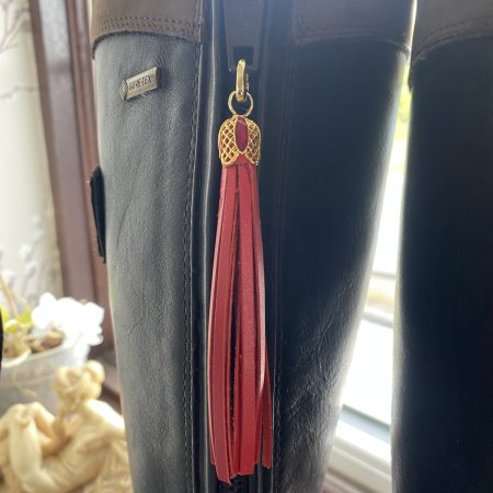 Boot charm/tassel red italian leather with