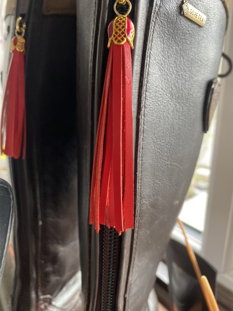 Boot charm/tassel red italian leather with