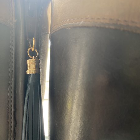 Boot charm/tassel blue italian leather with gold coloured topper