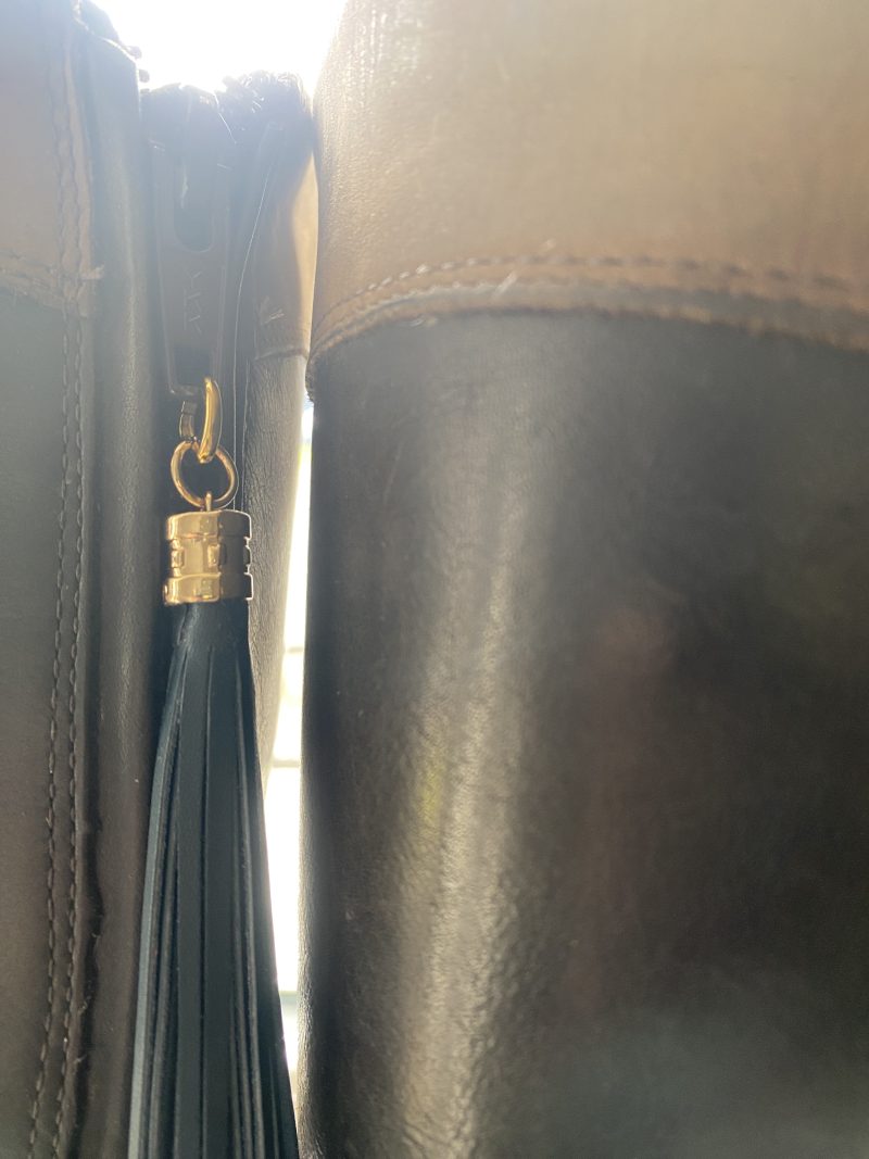 Boot charm/tassel blue italian leather with gold coloured topper