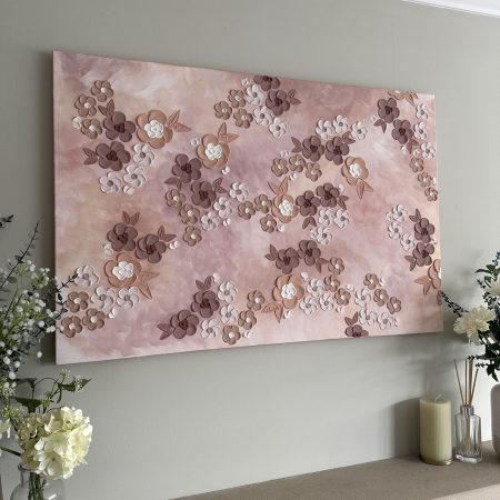 Brown Textured Floral Bedroom Wall Art