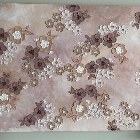 Brown Textured Floral Bedroom Wall Art