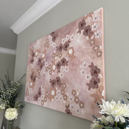 Brown Textured Floral Bedroom Wall Art