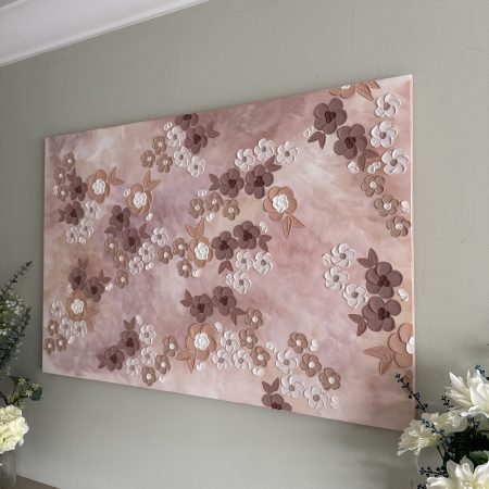 Brown Textured Floral Bedroom Wall Art