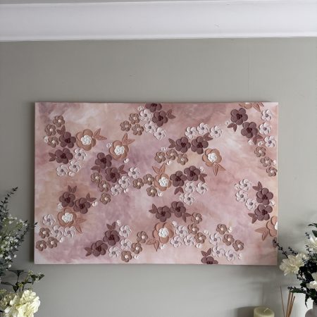 Brown Textured Floral Bedroom Wall Art