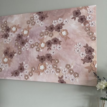 Brown Textured Floral Bedroom Wall Art