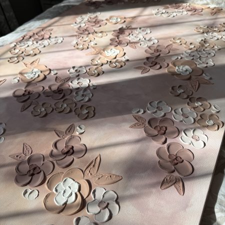 Brown Textured Floral Bedroom Wall Art