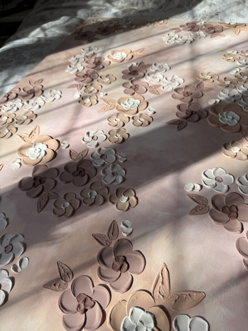 Brown Textured Floral Bedroom Wall Art