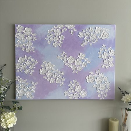 Purple Textured Floral Bedroom Wall Art