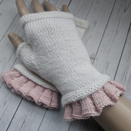 Handknitted luxury fingerless mitts.