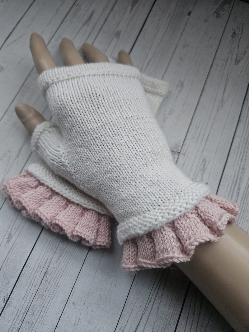 Handknitted luxury fingerless mitts.