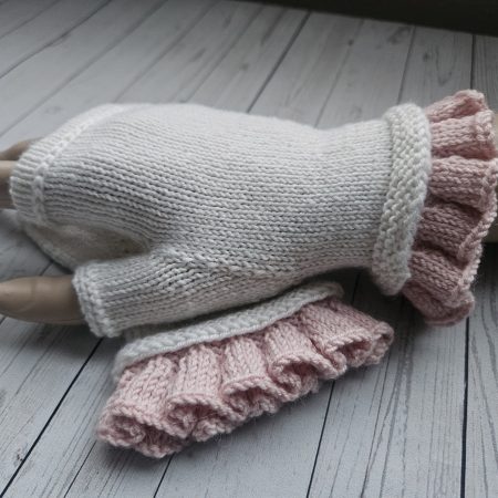Handknitted luxury fingerless mitts.