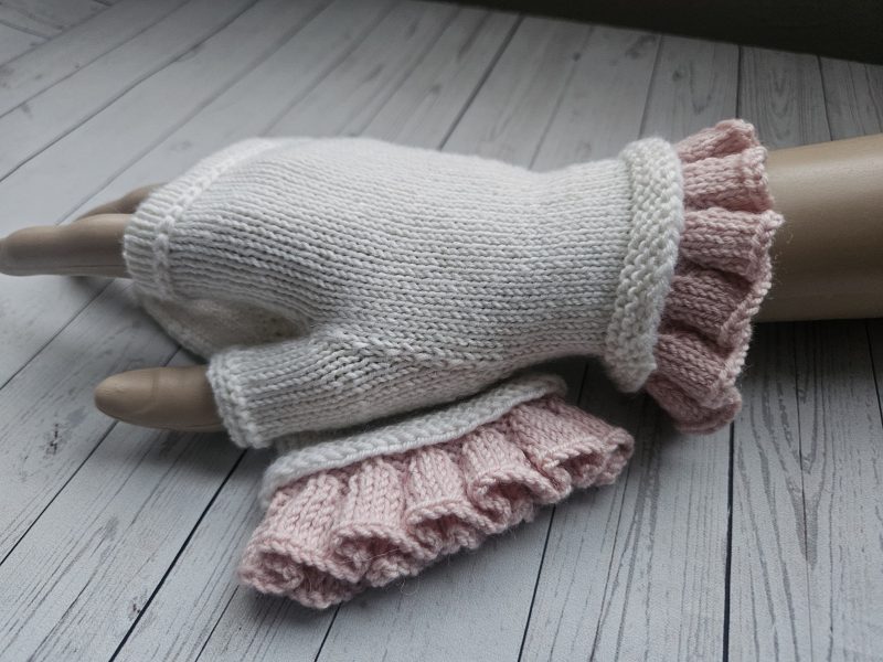 Handknitted luxury fingerless mitts.