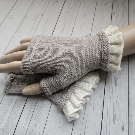 Handknitted luxury fingerless mitts.