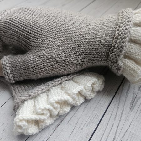 Handknitted luxury fingerless mitts.