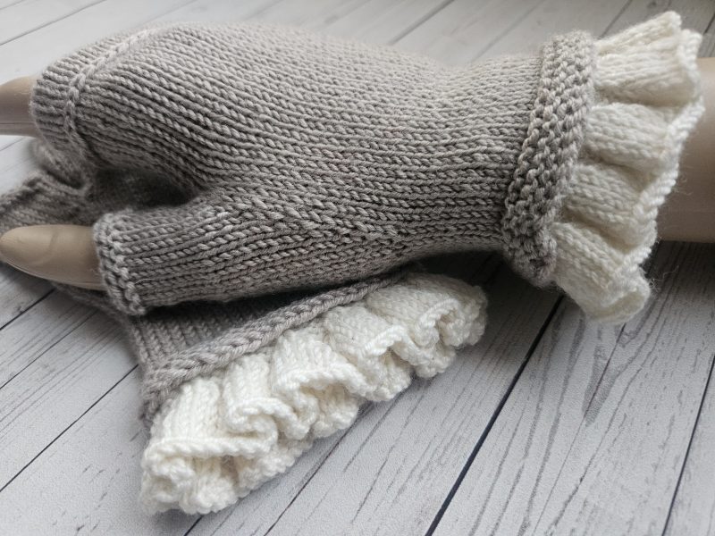 Handknitted luxury fingerless mitts.