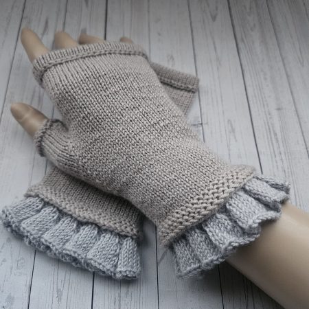 Handknitted luxury fingerless mitts.