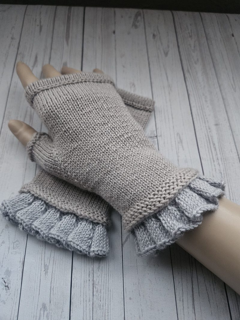 Handknitted luxury fingerless mitts.