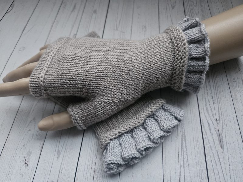Handknitted luxury fingerless mitts.