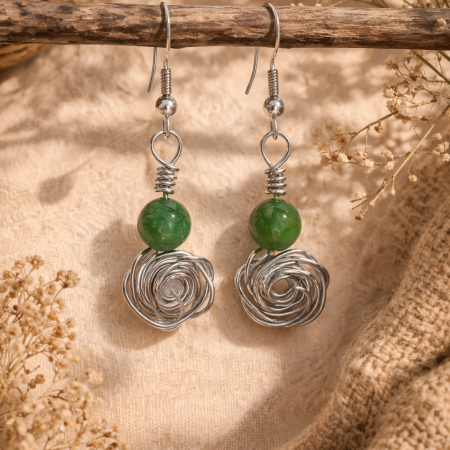 Dragon Pattern Agate Rose Earrings