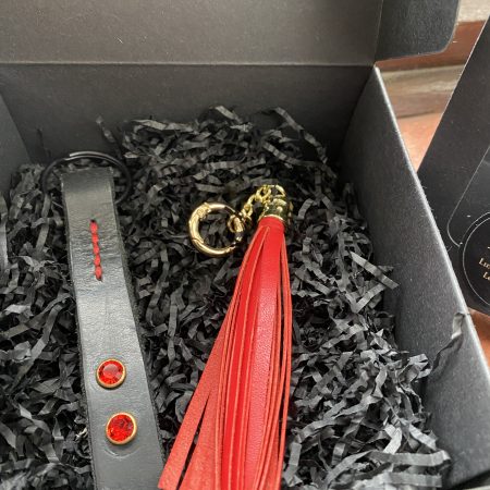 Keyring Black Italian leather and crystal set including bag charm