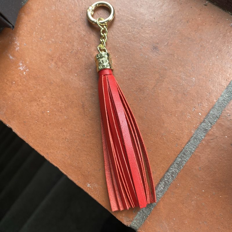 Keyring Black Italian leather and crystal set including bag charm