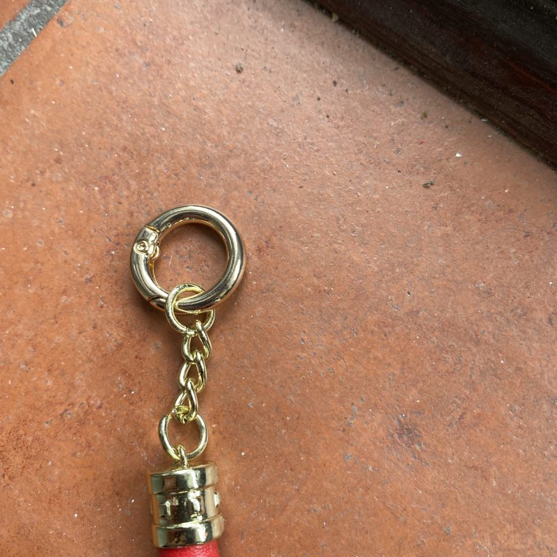 Keyring Black Italian leather and crystal set including bag charm