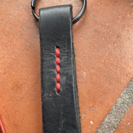 Keyring Black Italian leather and crystal set including bag charm
