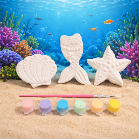 Paint Your Own Mermaid theme shapes, Choice of 3 shapes, Mermaid Themed Party Bag Filler,Kids Party Activity 🎨 🖌 🧜‍♀️