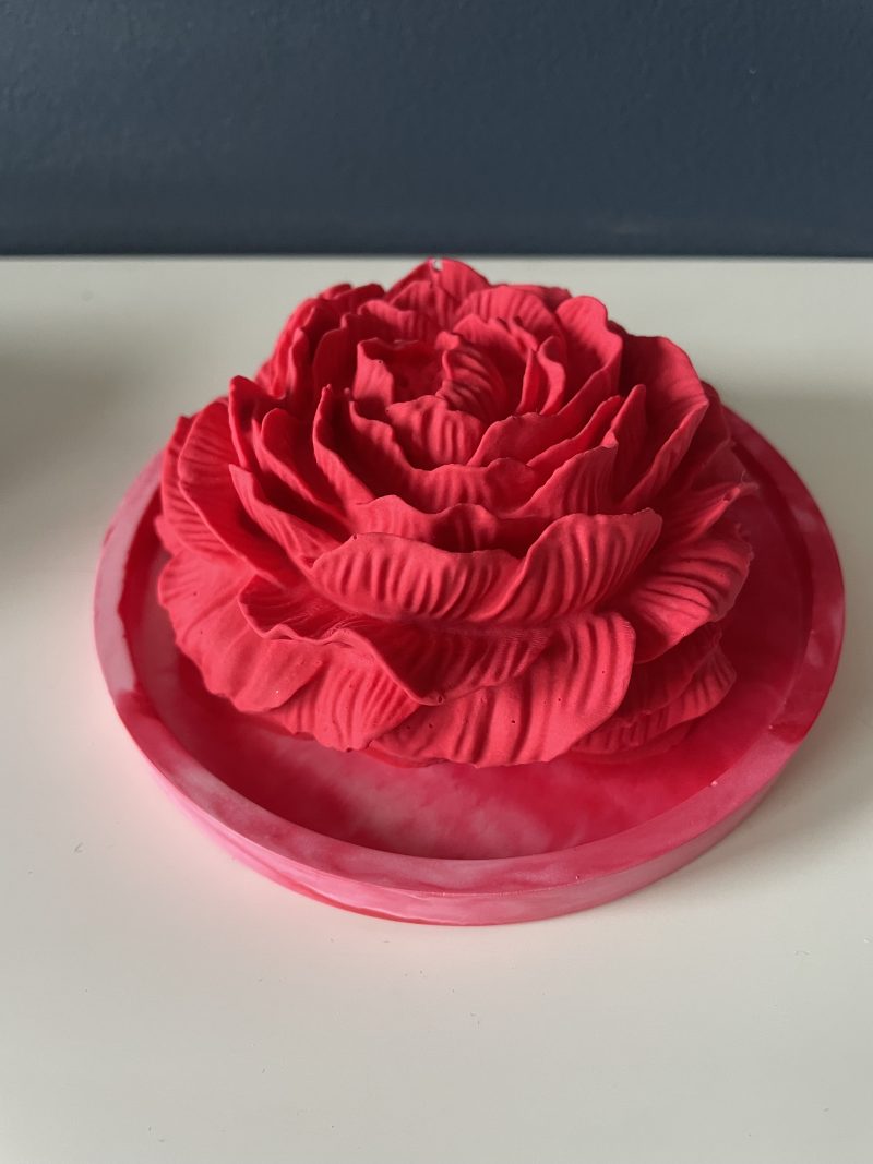 Scented peony eco-resin aroma stone passive diffuser on coaster