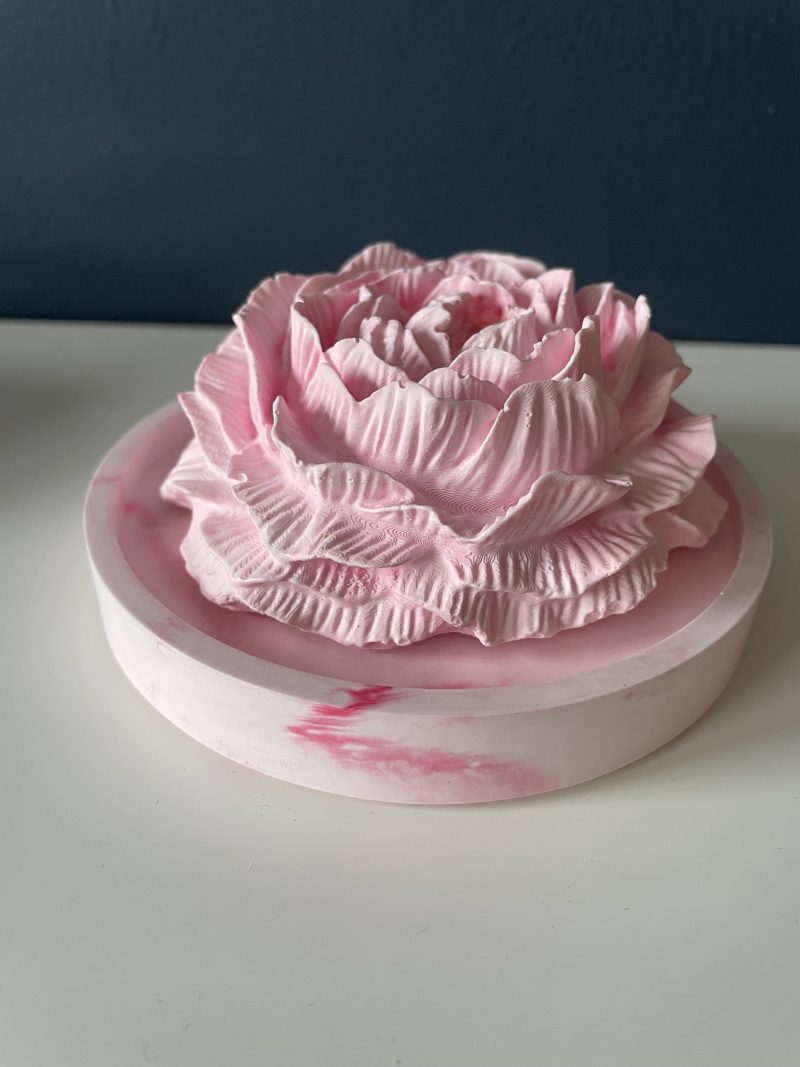 Scented peony eco-resin aroma stone passive diffuser on coaster
