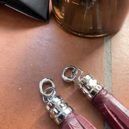 Boot charm / tassel italian leather with silver topper