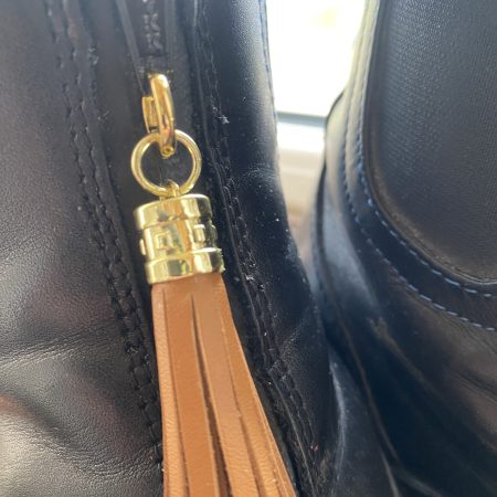 Boot charm/tassel brown italian leather with gold topper