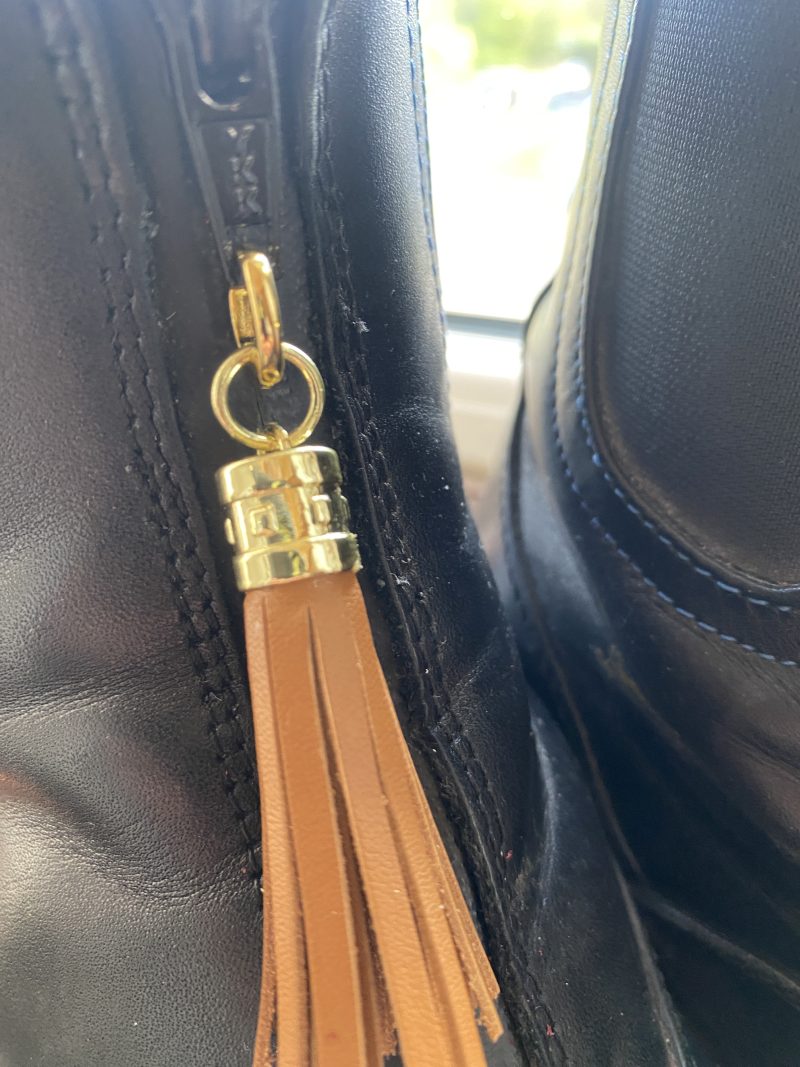 Boot charm/tassel brown italian leather with gold topper