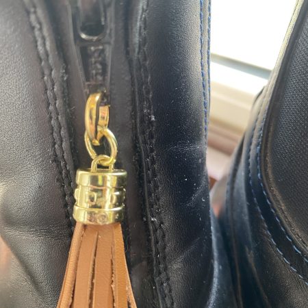 Boot charm/tassel brown italian leather with gold topper