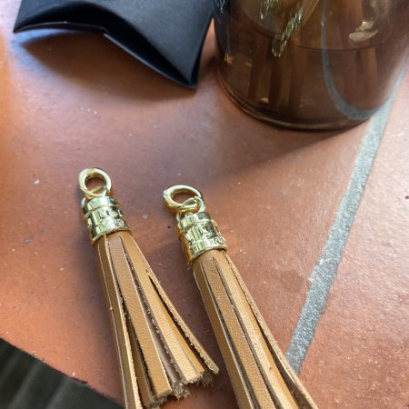 Boot charm/tassel brown italian leather with gold topper