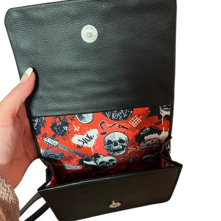 Handmade Voodoo Doll Style Crossbody PU Bag with Diamanté and Star Rivets