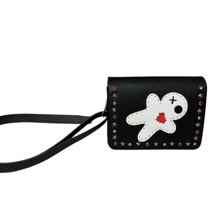 Handmade Voodoo Doll Style Crossbody PU Bag with Diamanté and Star Rivets