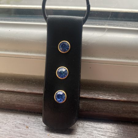 Keyring- Bespoke Handmade Italian leather key ring with blue crystals