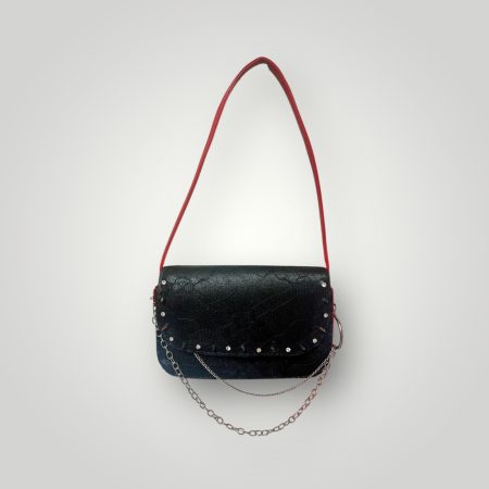 Skull Lace PU Leather Shoulder Bag with Studs and Removable Chain