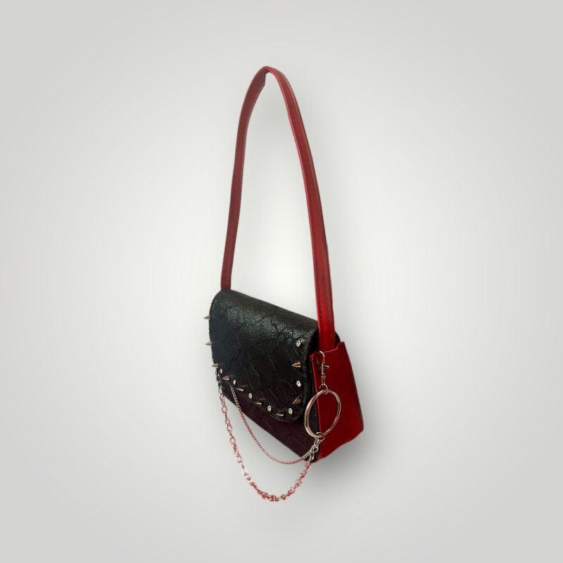 Skull Lace PU Leather Shoulder Bag with Studs and Removable Chain