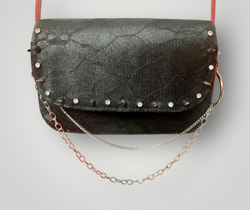 Skull Lace PU Leather Shoulder Bag with Studs and Removable Chain