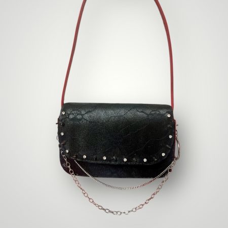 Skull Lace PU Leather Shoulder Bag with Studs and Removable Chain