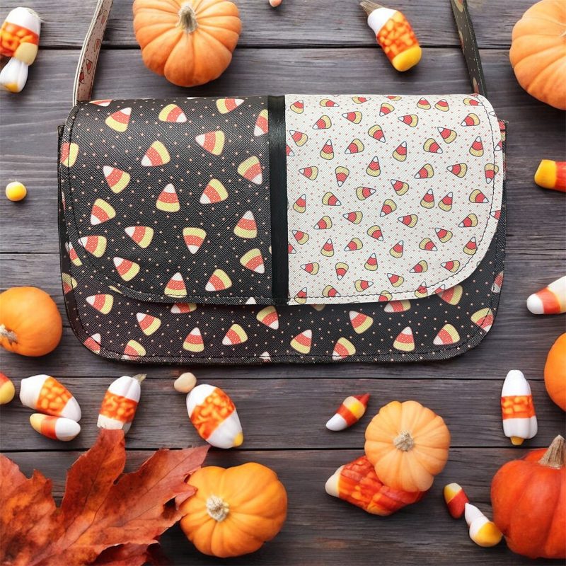 Candycorn Printed PU Leather Shoulder Bag with Magnetic Clasp