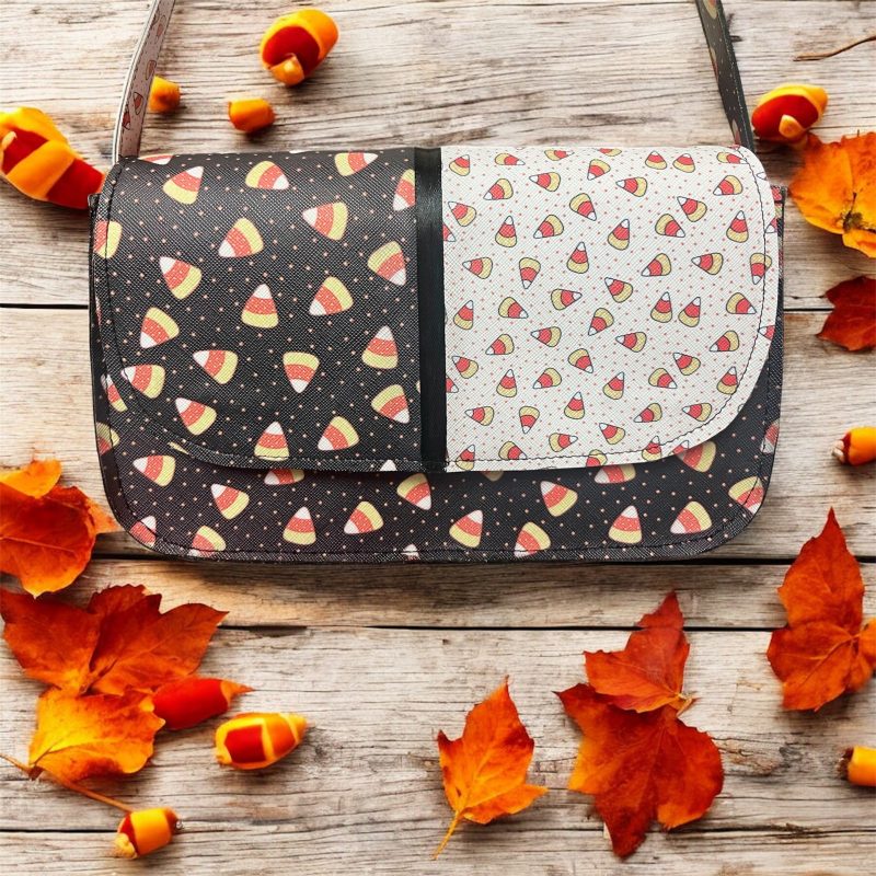 Candycorn Printed PU Leather Shoulder Bag with Magnetic Clasp