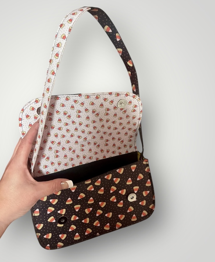 Candycorn Printed PU Leather Shoulder Bag with Magnetic Clasp