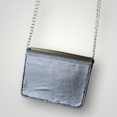 Diamanté Skull PU Shoulder Bag with Chain Strap, 18.5cm x 15cm
