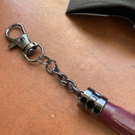Bag charm/ tassel Italian leather with steel topper