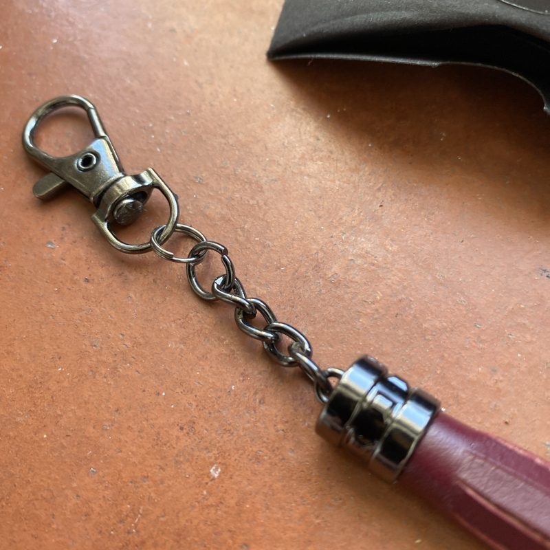 Bag charm/ tassel Italian leather with steel topper