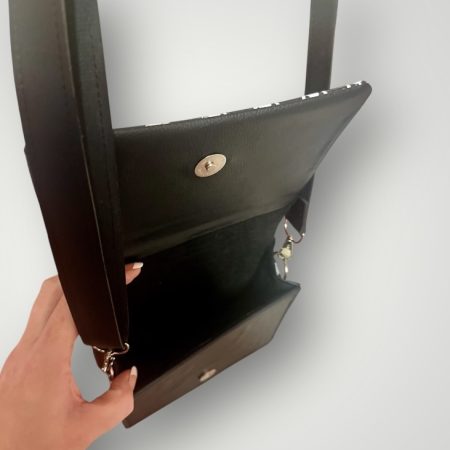 Jack Skellington Style Gothic PU Crossbody Bag with Adjustable Strap